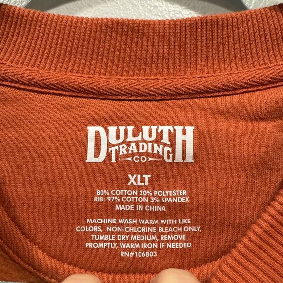 NWOT Duluth Trading Co Crewneck Sweatshirt Orange Heavyweight Cabin Mens XLT - Picture 3 of 7